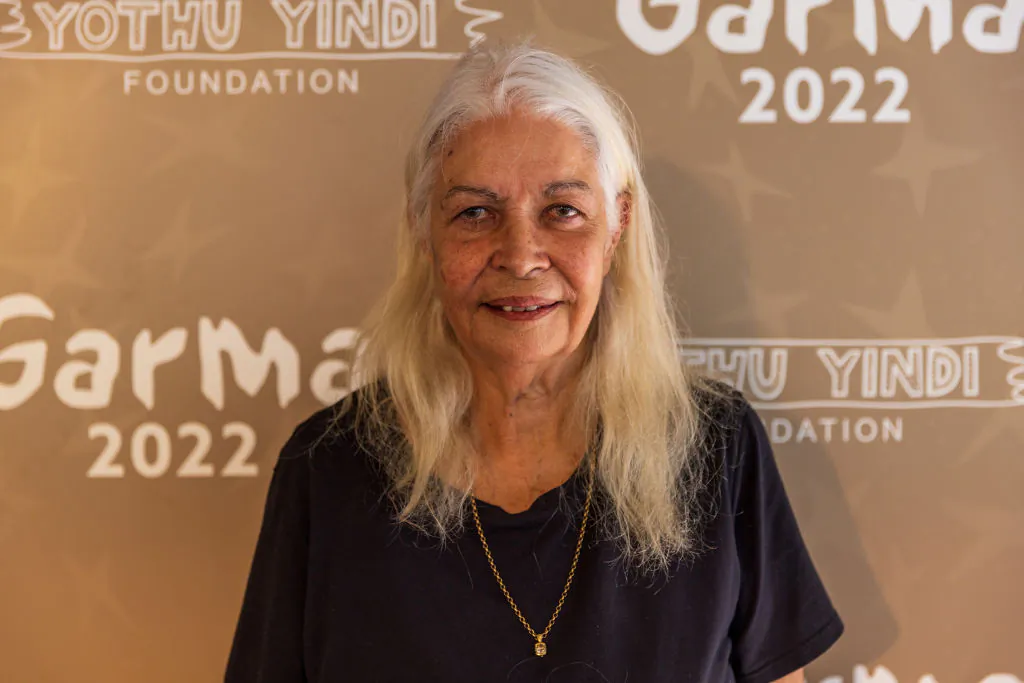 Professor Marcia Langton AO poses for photos during the Garma Festival at Gulkula in East Arnhem, Australia, on July 29, 2022. (Tamati Smith/Getty Images)