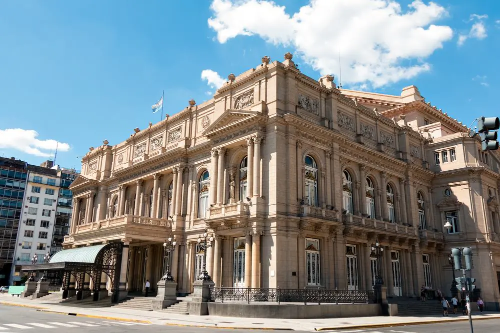 Located on Plaza de Mayo, a privileged location in Buenos Aires, the Colón Theatre was designed by architects Francesco Tamburini, Vittorio Meano, and Jules Dormal. The building was the first iron-frame structure in Buenos Aires. (Henrik Dolle/Shutterstock)