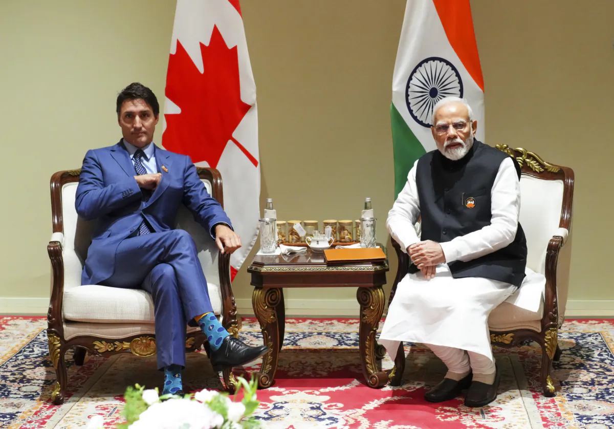 Prime Minister Justin Trudeau in a photo with Indian Prime Minister Narendra Modi during the G20 Summit in New Delhi, India, on Sept. 10, 2023.