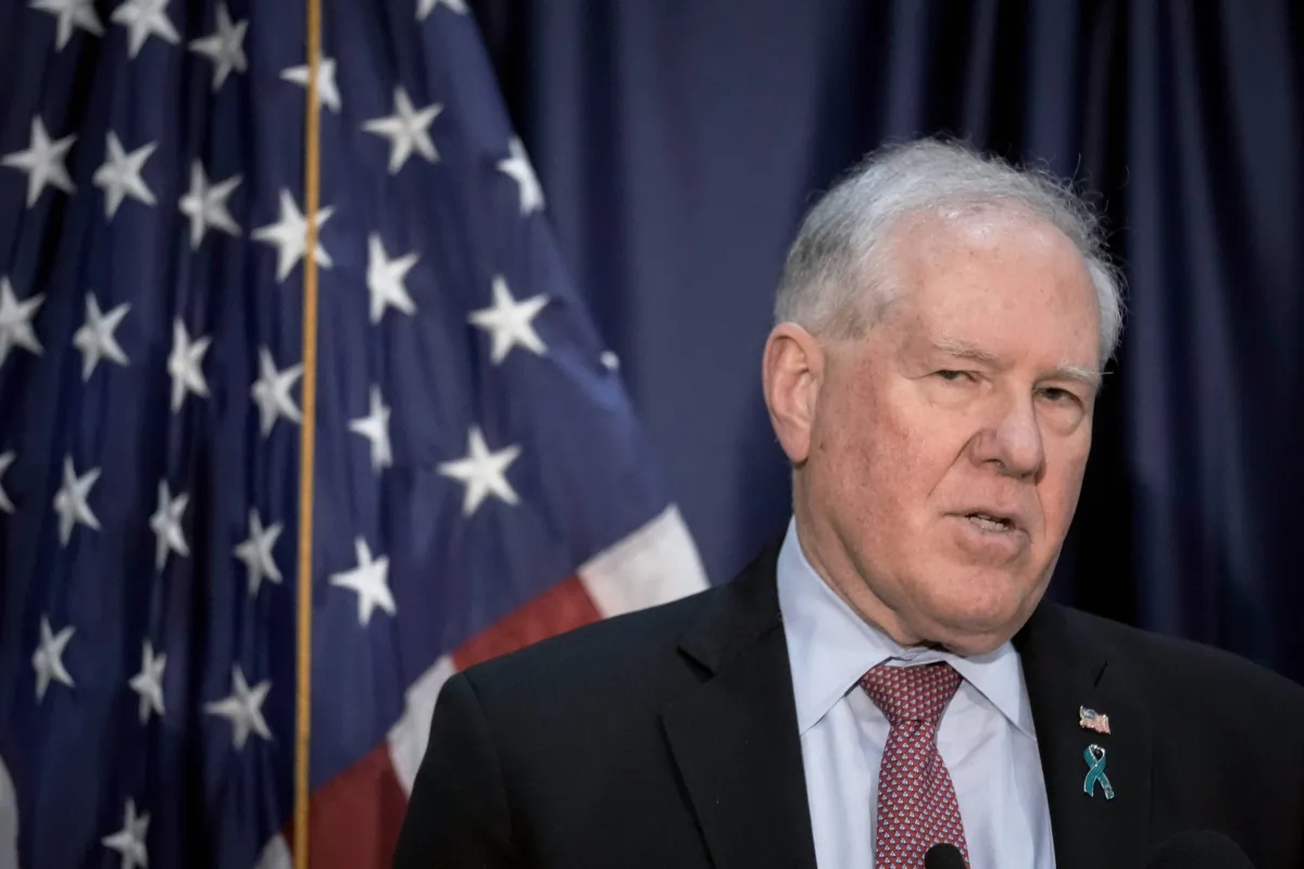 U.S. Secretary of the Air Force Frank Kendall speaks at the National Press Club in Washington on April 19, 2022. (Drew Angerer/Getty Images)