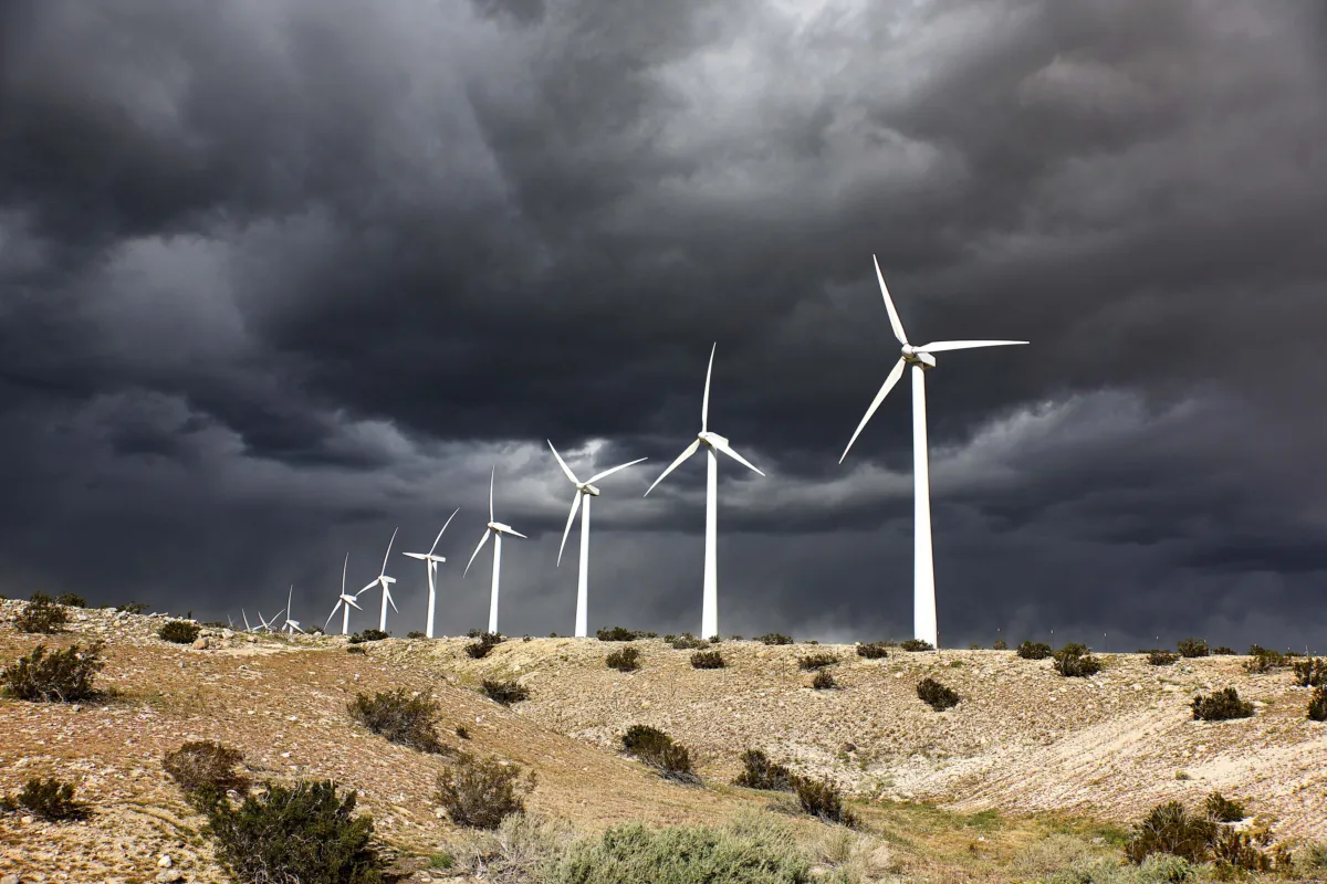 Wind turbines operate at a wind farm near Whitewater, Calif., on Feb. 22, 2023. (Mario Tama/Getty Images)