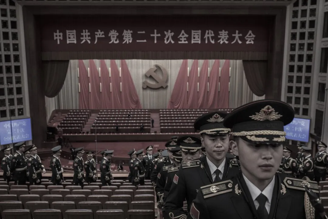 Members of the Peoples Liberation Army band file out after the closing session of the 20th National Congress of the Communist Party of China, outside The Great Hall of People on October 22, 2022 in Beijing, China. China's Communist Party Congress is concluding today with incumbent President Xi Jinping expected to seal a third term in power. (Kevin Frayer/Getty Images)