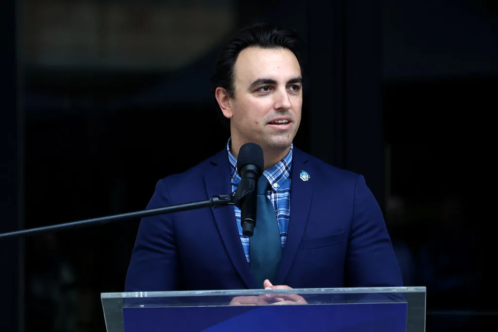 Konstantine Anthony attends the Wonder Woman statue unveiling with DC and Visit Burbank at The Warner Bros. Studio Tour Hollywood in Burbank, Calif., on March 15, 2023. (Tommaso Boddi/Getty Images for Warner Bros. Studio Tour Hollywood)