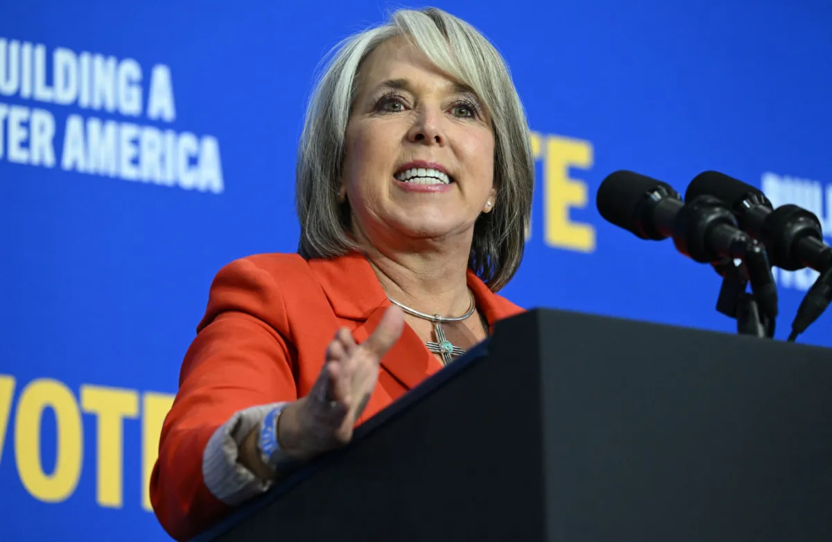 New Mexico Gov. Michelle Lujan Grisham speaks in Albuquerque, N.M., on Nov. 3, 2022. (Saul Loeb/AFP via Getty Images)