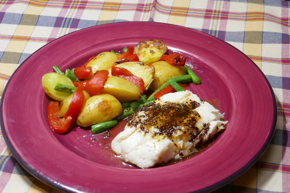 Honey Lemon Snapper with Roast Potatoes with Green Beans. (Linda Gassenheimer/TNS)