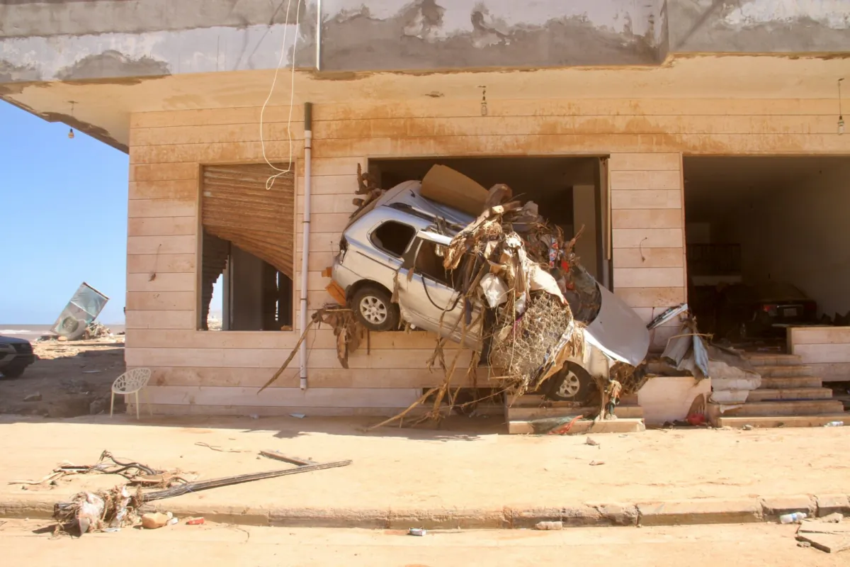 Damage from massive flooding is seen in Derna, Libya, on Sept.13, 2023. (Yousef Murad/AP Photo)