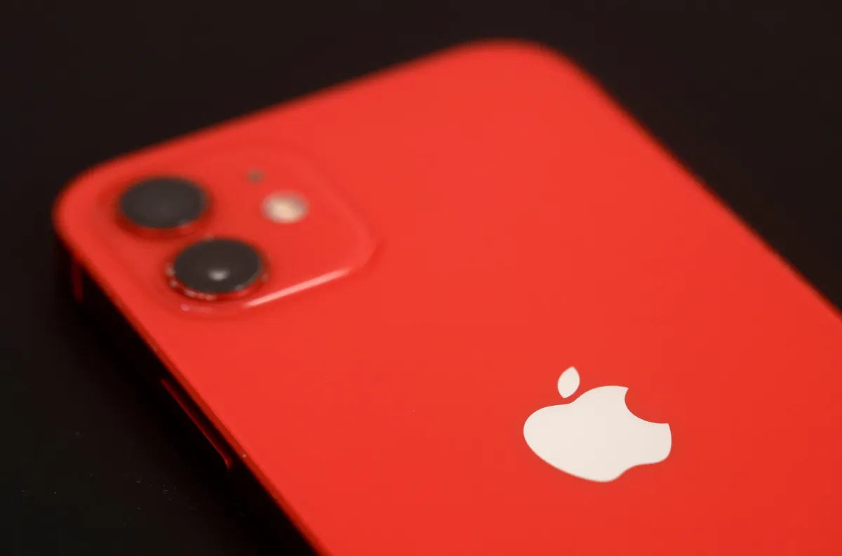 An Apple iPhone 12 in a mobile phone store in Nantes, France, on Sept. 13, 2023. (Stephane Mahe/Reuters)