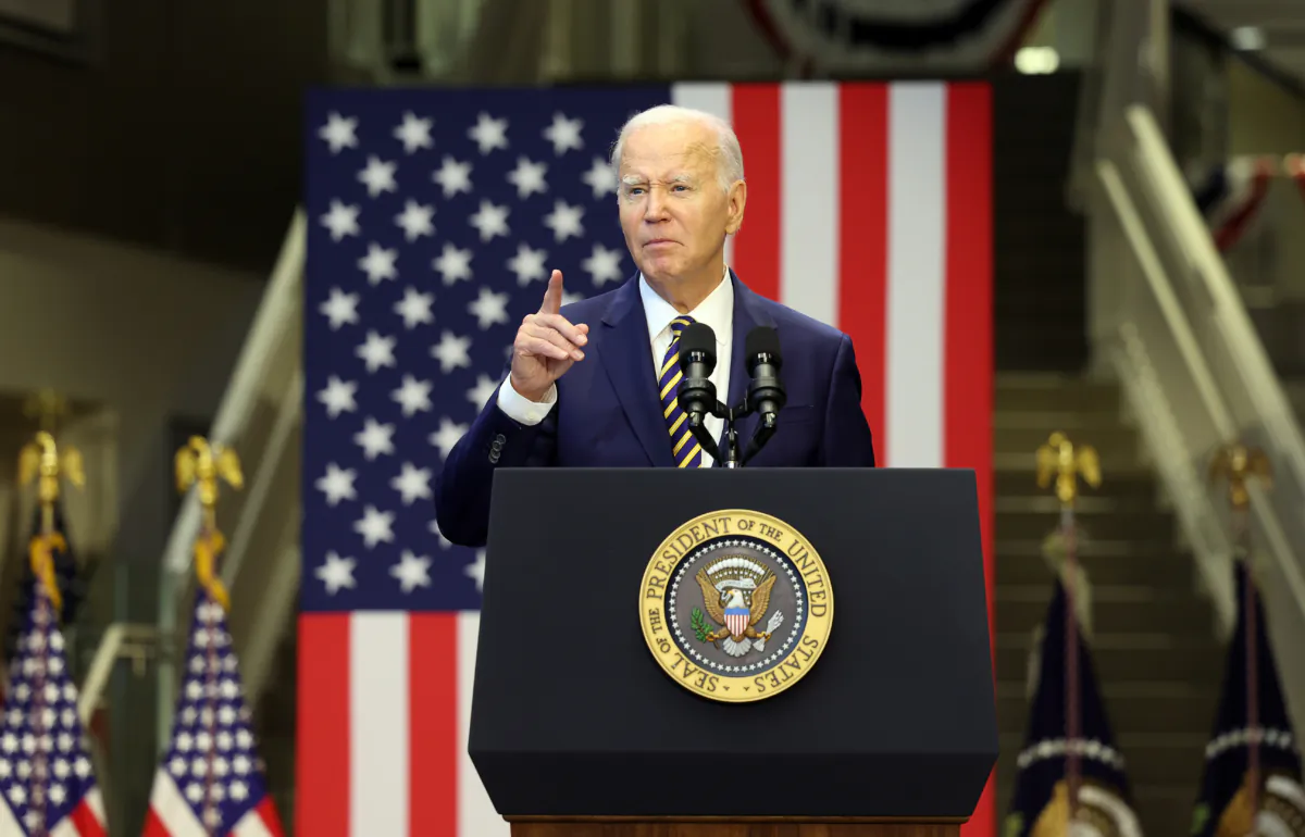 U.S. President Joe Biden delivers remarks at Prince George's Community College in Largo, Md., on Sept. 14, 2023. (Kevin Dietsch/Getty Images)