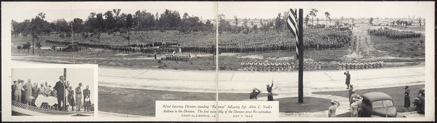 82nd Infantry Division standing "Retreat"