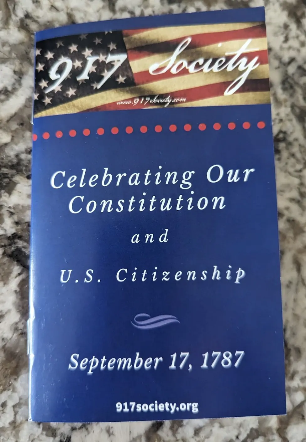 Pocket Constitution provided for distribution to schools by the nonprofit 917 Society to Citizens Defending Freedom in Texas in September 2023. (Courtesy of Jonathan Hullihan)