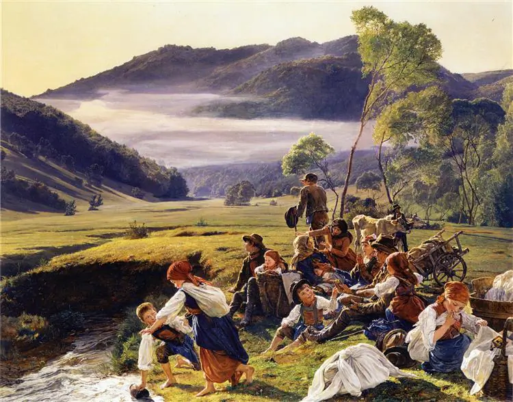 "The Pilgrims Resting," 1859, by Ferdinand Georg Waldmüller. Private Collection. (Public Domain)