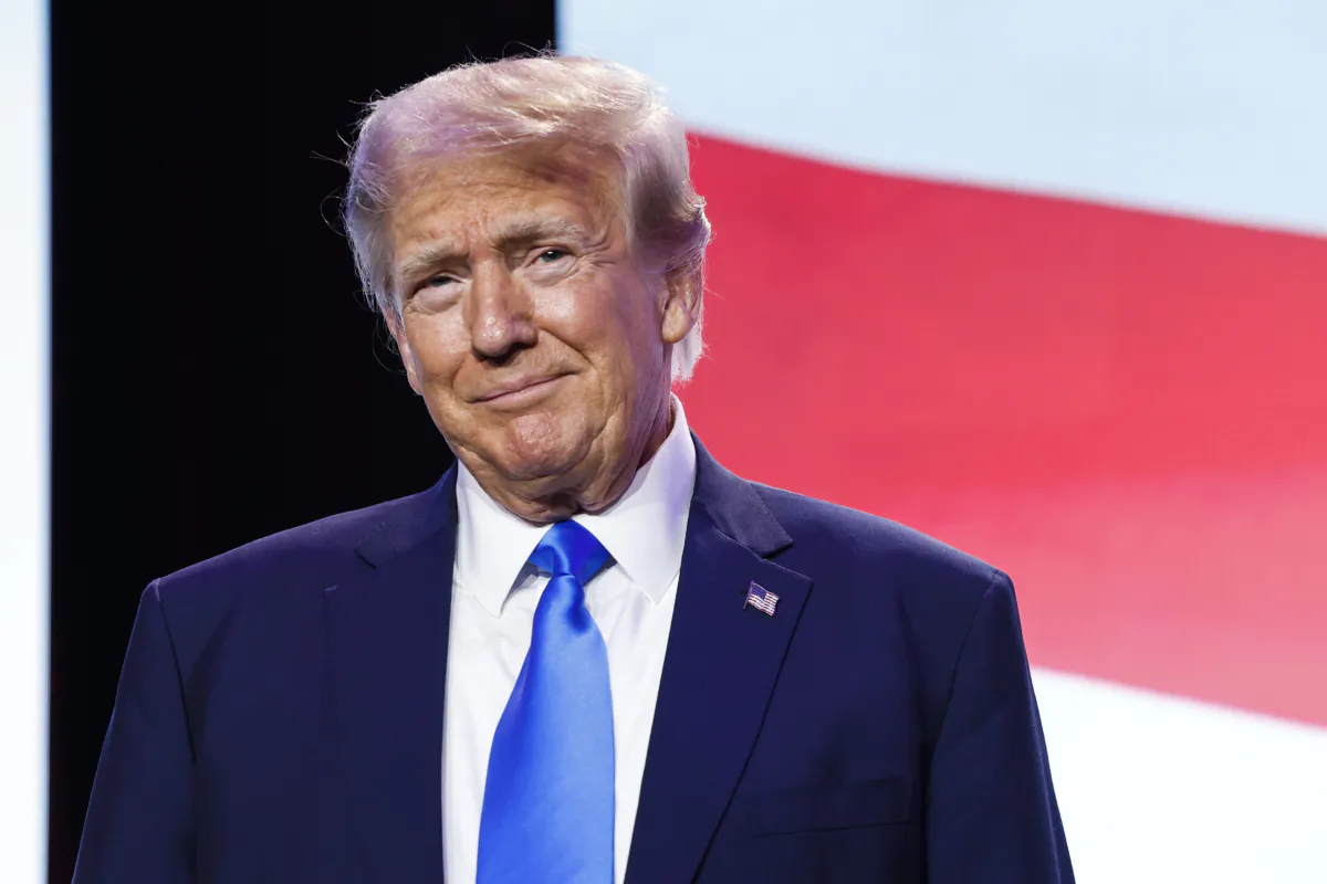 Republican presidential candidate and former President Donald Trump arrives to address the Pray Vote Stand Summit at the Omni Shoreham Hotel in Washington on Sept. 15, 2023. (Anna Moneymaker/Getty Images)