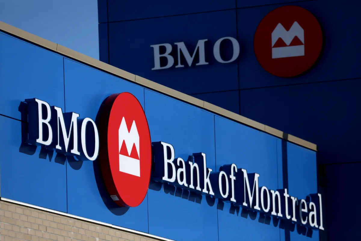 A Bank of Montreal (BMO) logo is seen outside of a branch in Ottawa, on Feb. 14, 2019. (Reuters/Chris Wattie)