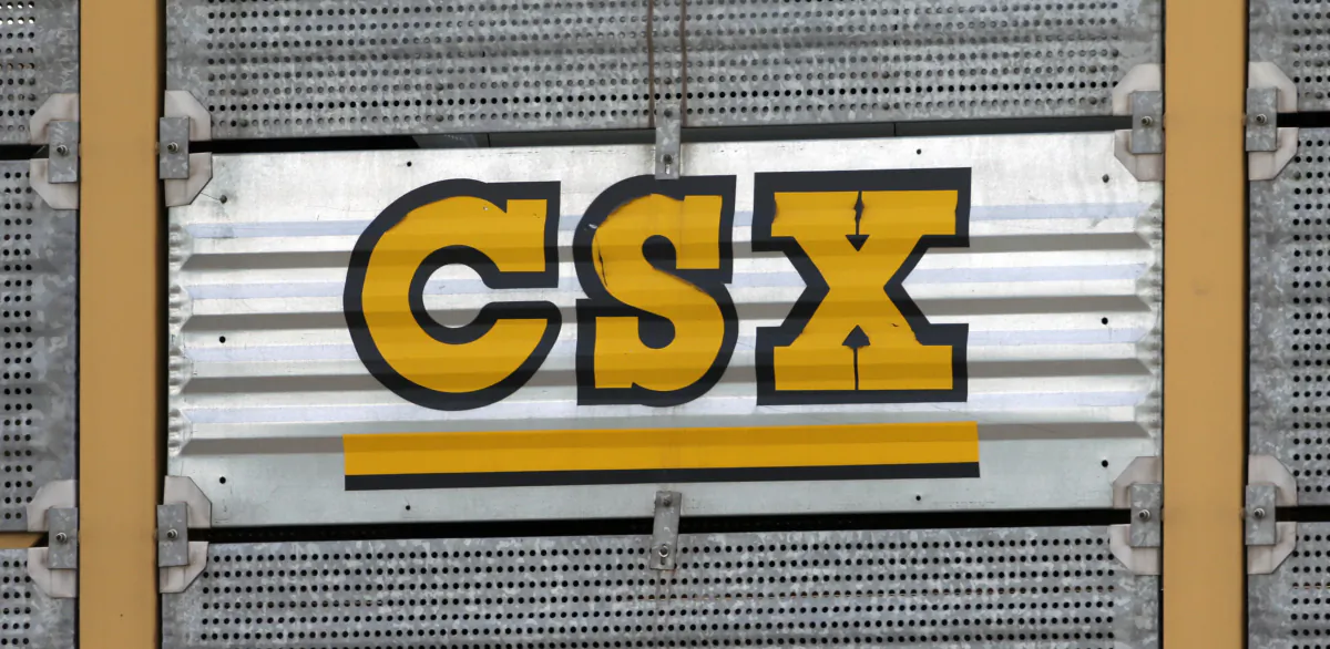 The CSX logo is seen in Nashville, Tenn., on July 15, 2013. (Mark Humphrey/AP Photo)