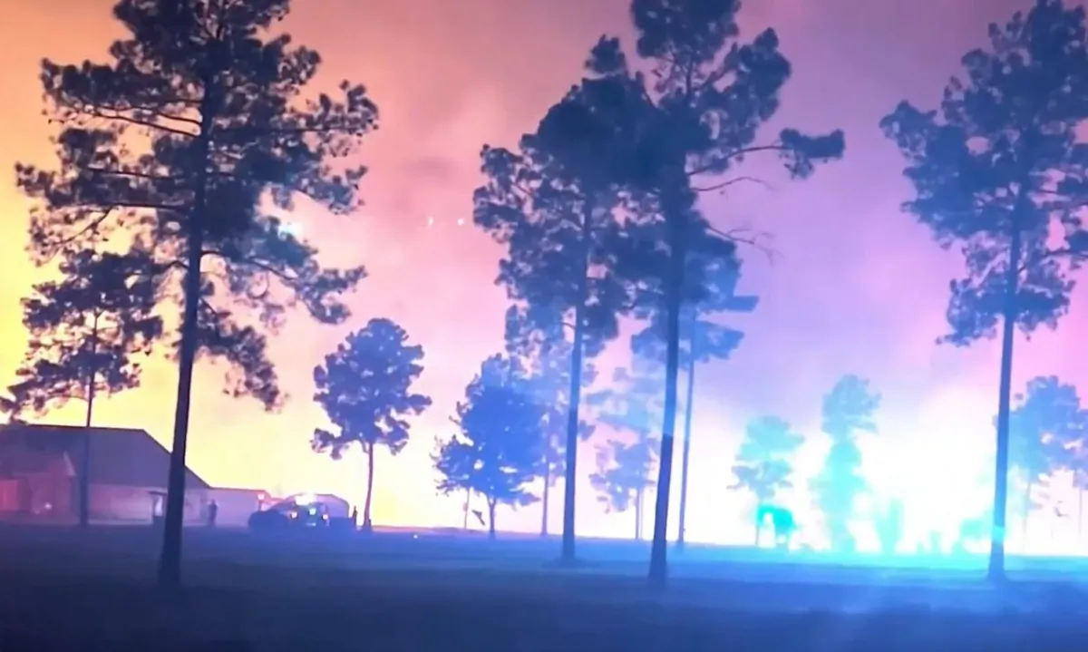Louisiana residents try to navigate what has become a devastating wildfire season for the state on Sept. 18, 2023. (Validated UGC, Brandon Strickland via AP/Screenshot via NTD)