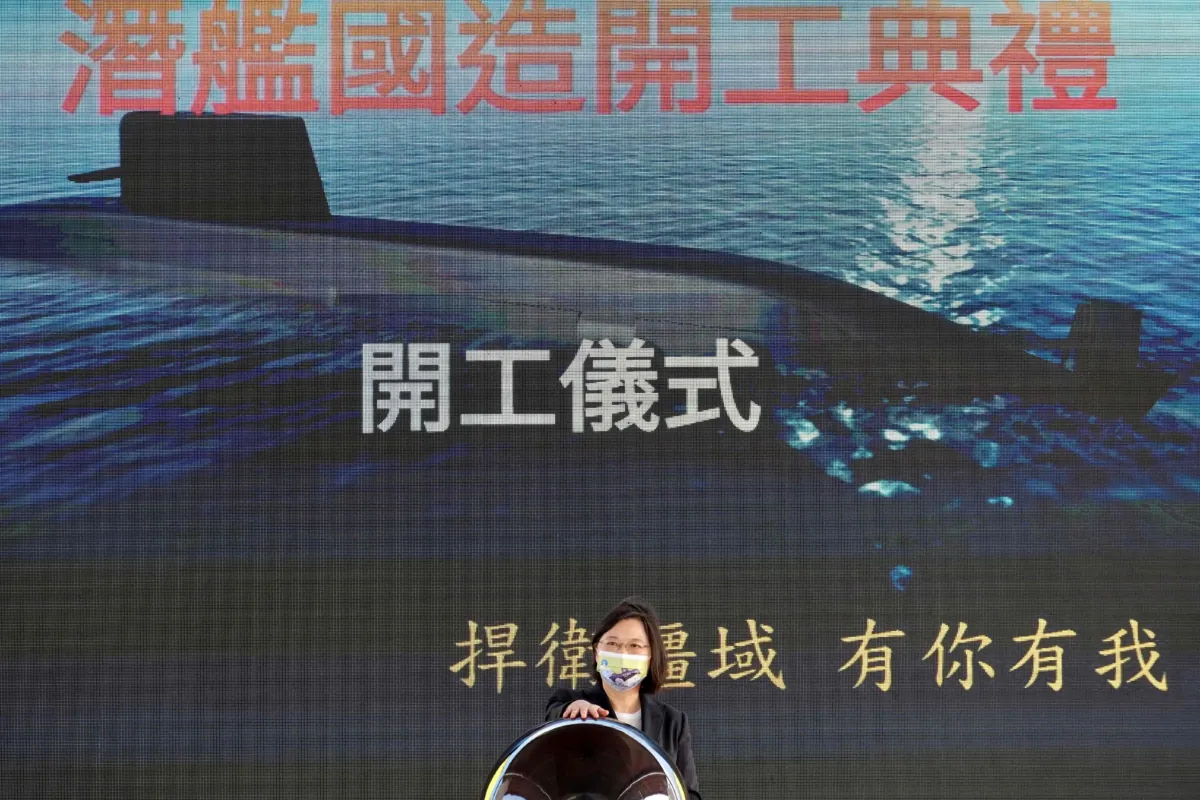 Taiwan's President Tsai Ing-wen attends a ceremony about the production of domestic-made submarines at a CSBC shipyard in Kaohsiung on November 24, 2020. (Photo by Sam Yeh / AFP) (Photo by SAM YEH/AFP via Getty Images)