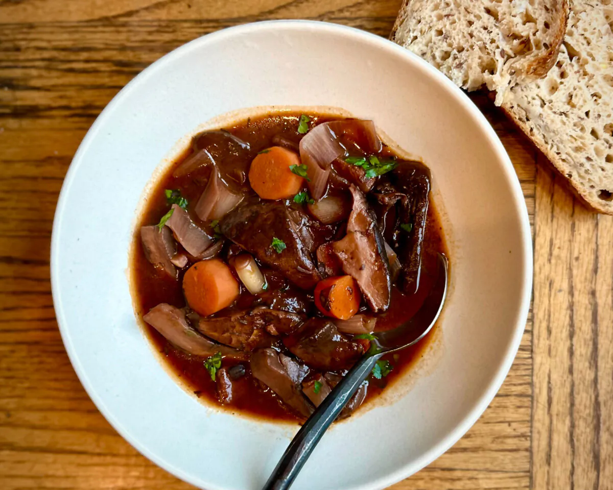 Mushrooms are the main ingredient in this hearty, French-inspired stew. (Lynda Balslev for Tastefood)