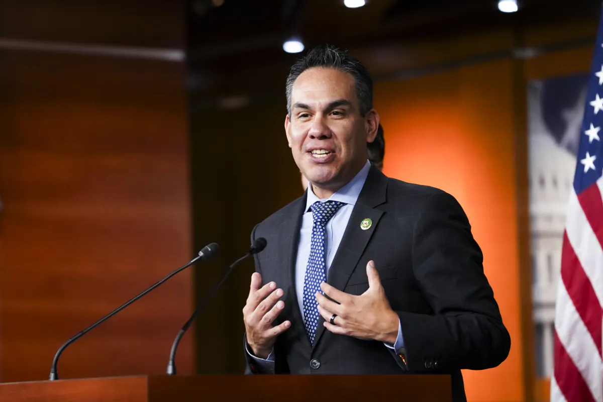 House Democratic Caucus Chair Rep. Pete Aguilar (D-Calif.) speaks during a press conference at the Capitol in Washington on Sept. 19, 2023. (Madalina Vasiliu/The Epoch Times)