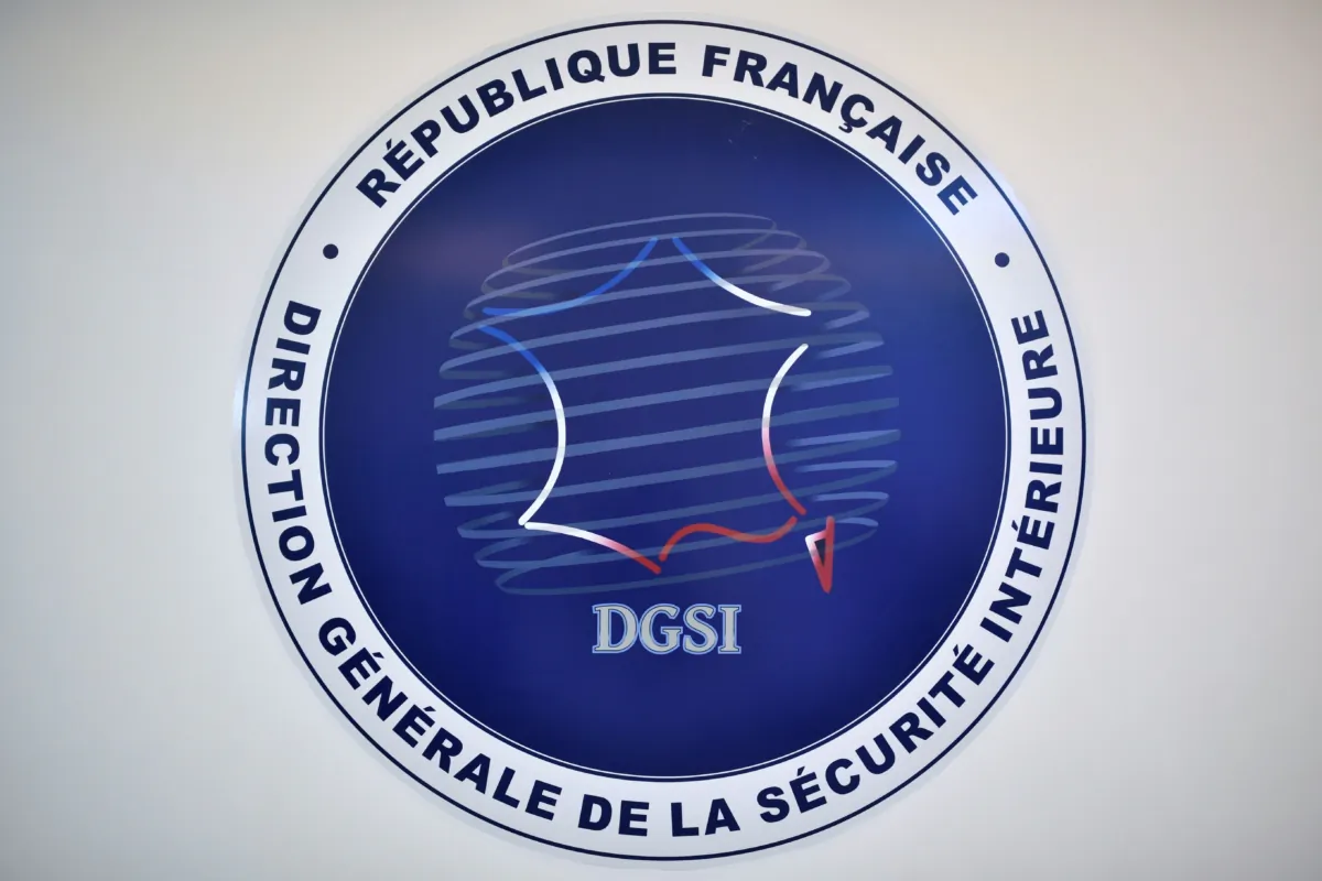 The logo of the French General Directorate for Internal Security (Direction generale de la securite interieure, DGSI) at its headquarters in Paris on Aug. 31, 2020. (Stephane De Sakutin /Pool/AFP via Getty Images)