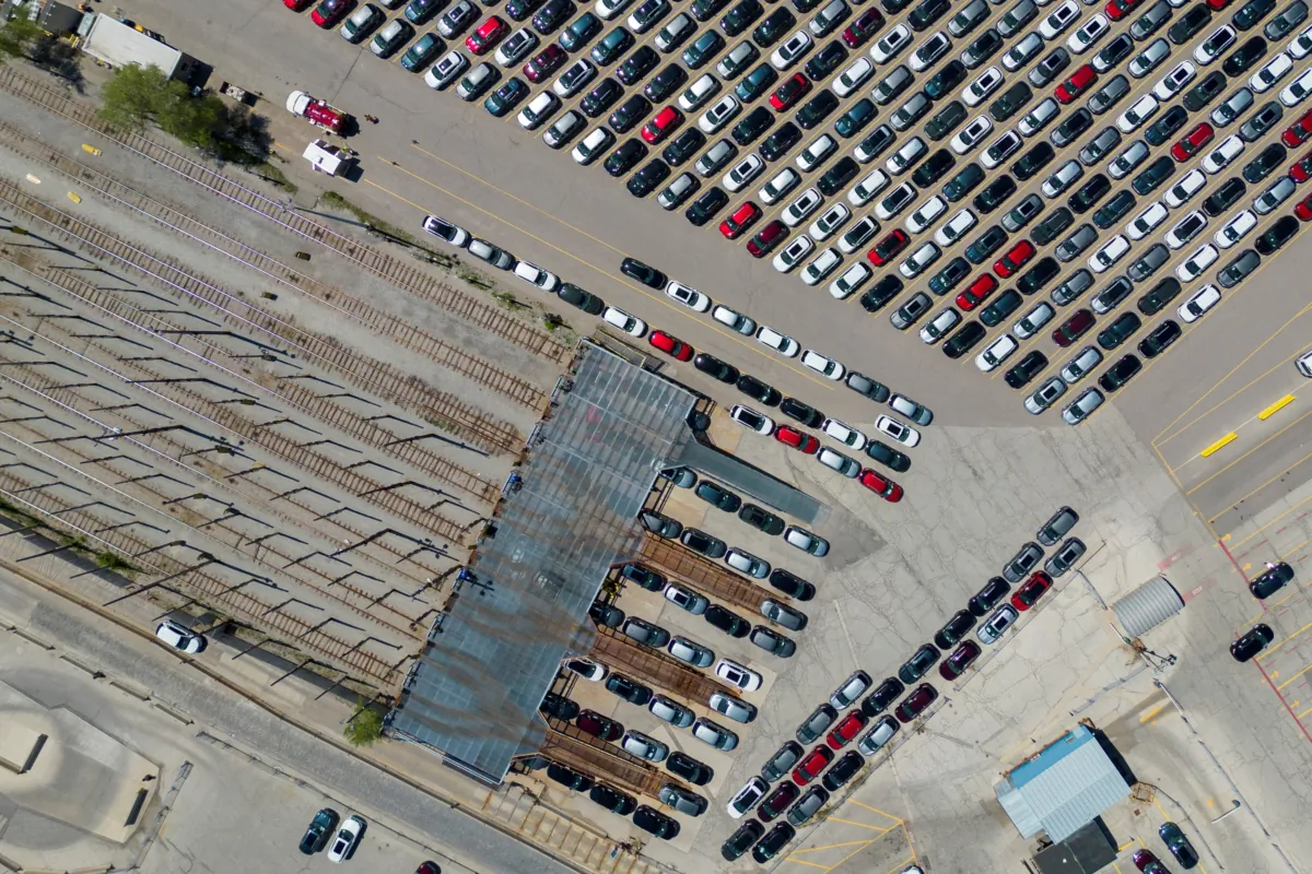 The recently manufactured vehicles at Ford's Oakville Assembly Plant in Oakville, Ontario, Canada, on May 26, 2023. (Carlos Osorio/Reuters)