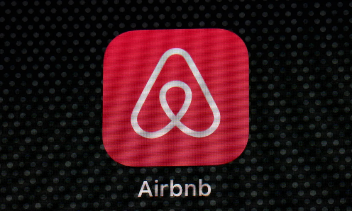 The Airbnb app icon on an iPad screen in Washington, on May 8, 2021. (Patrick Semansky/AP Photo)