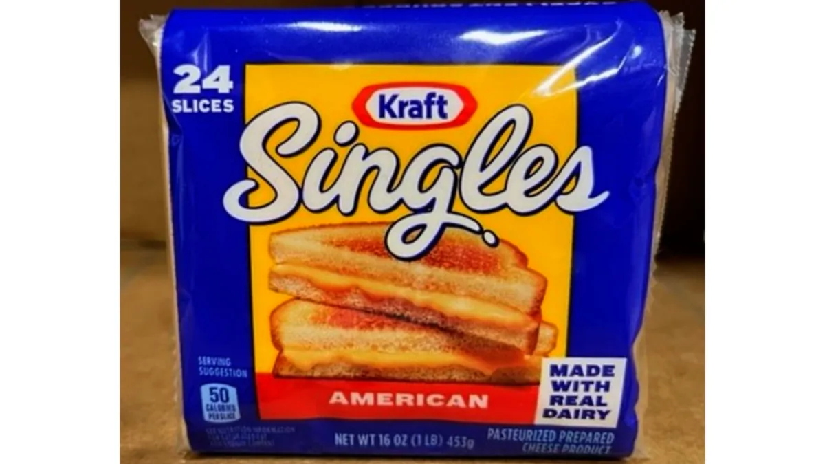 This image provided by Kraft Heinz shows a 24-pack of American cheese slices. (Courtesy of Kraft Heinz)