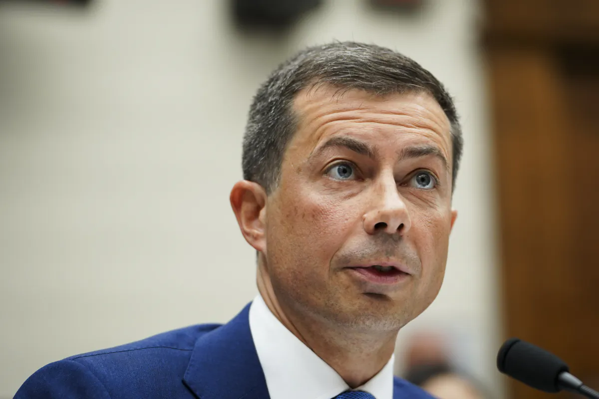 U.S. Secretary of Transportation Pete Buttigieg testifies before the House Transportation and Infrastructure Committee in Washington on Sept. 20, 2023. (Madalina Vasiliu/The Epoch Times)