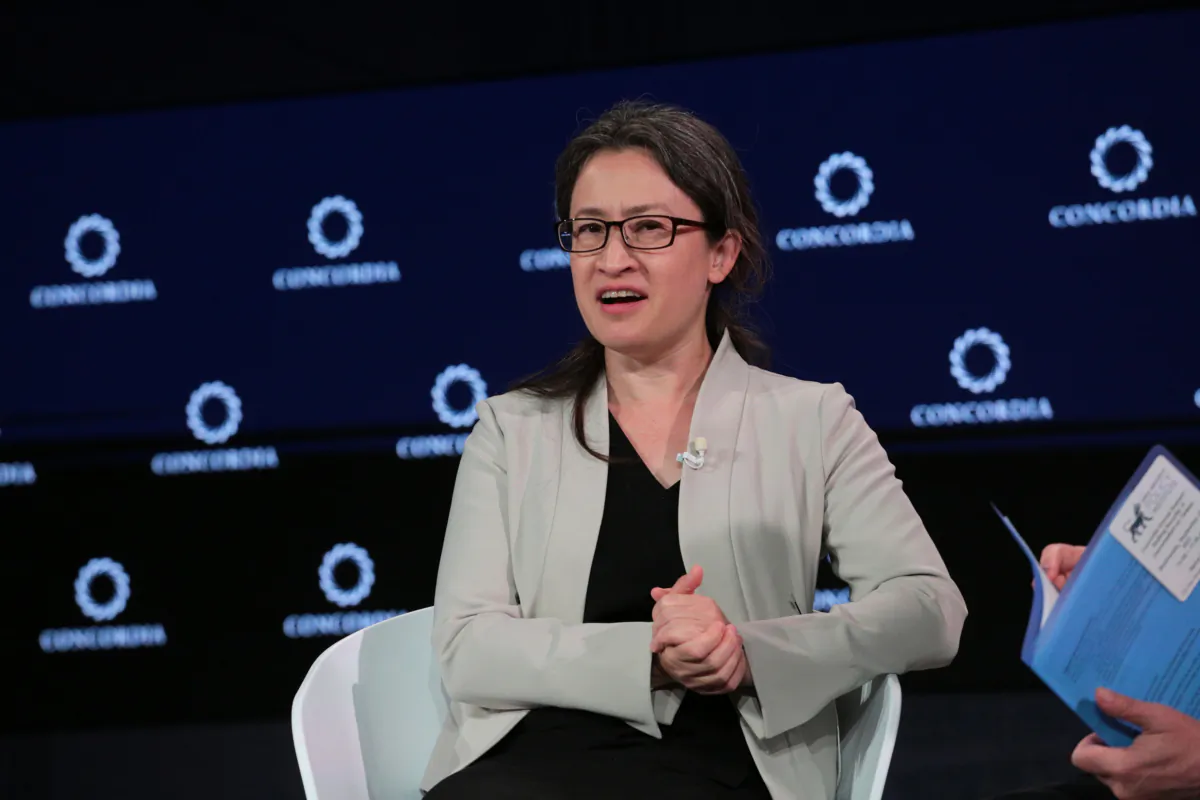 Bi-khim Hsiao, Taiwan's representative to the United States, speaks at the Concordia Summit in New York on Sept. 20, 2023.