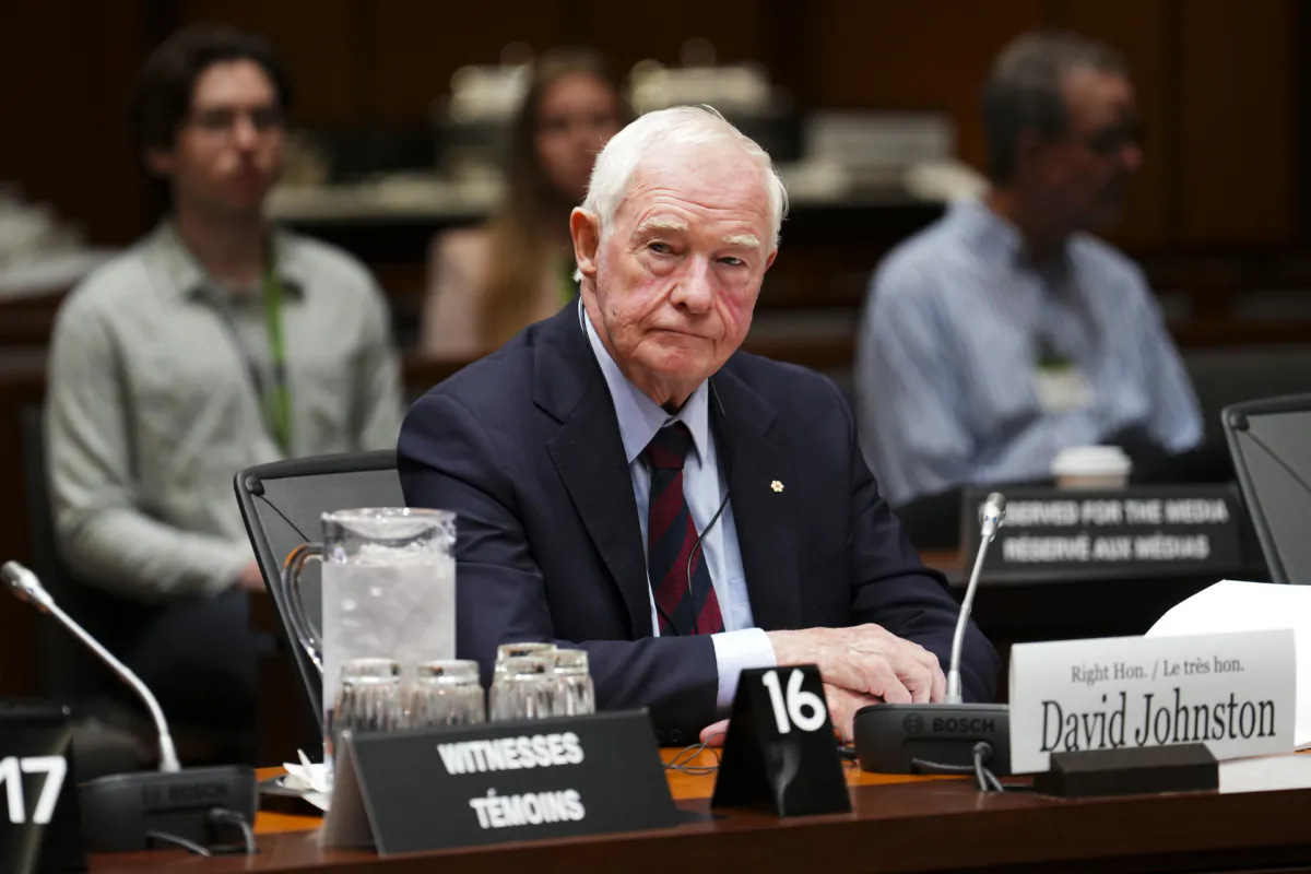 David Johnston, Independent Special Rapporteur on Foreign Interference, appears as a witness at the Procedure and House Affairs Committee on Parliament Hill in Ottawa on June 6, 2023. (Sean Kilpatrick/The Canadian Press)