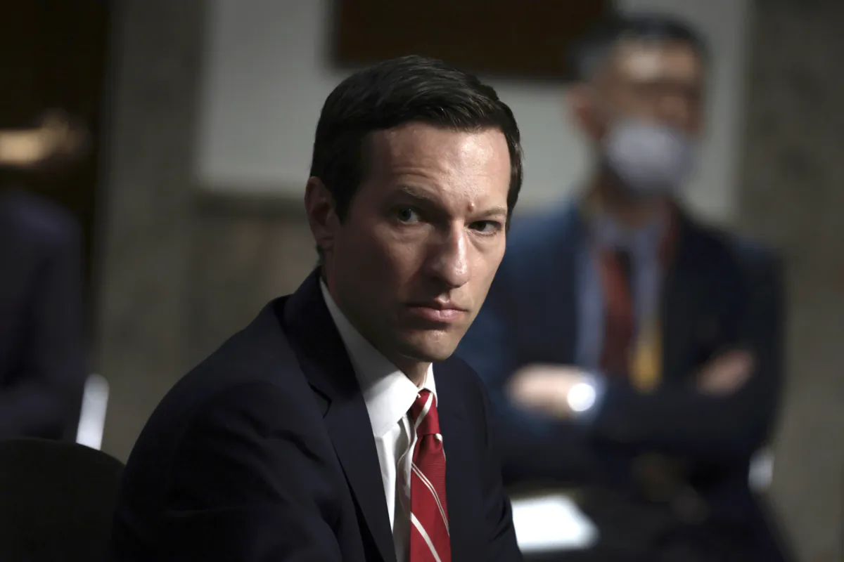 Assistant U.S. Defense Secretary for Indo-Pacific Security Affairs Ely Ratner listens during a hearing with the Senate Foreign Relations Committee in Washington on Dec. 8, 2021. (Anna Moneymaker/Getty Images)