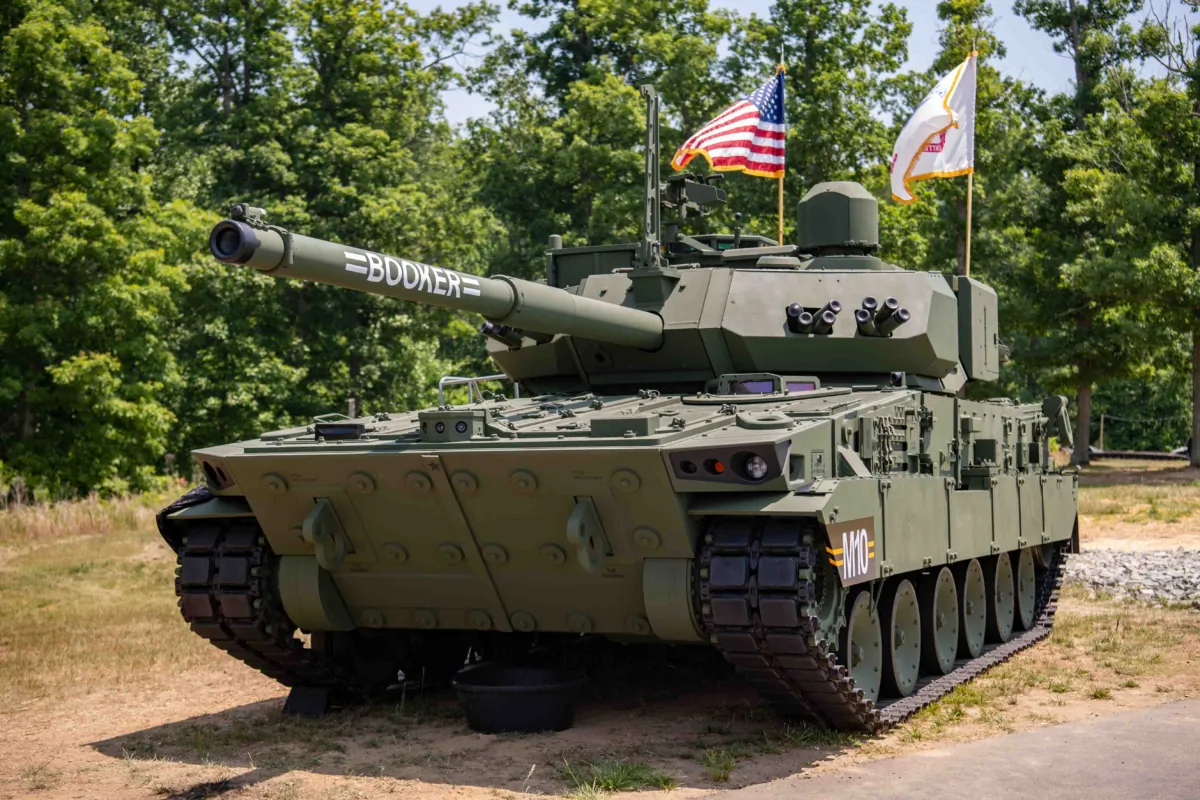 The M10 Booker Combat Vehicle is seen during the Army Birthday Festival at the National Museum of the U.S. Army, in Fort Belvoir, Va., on June 10, 2023. (U.S. Army/Bernardo Fuller)