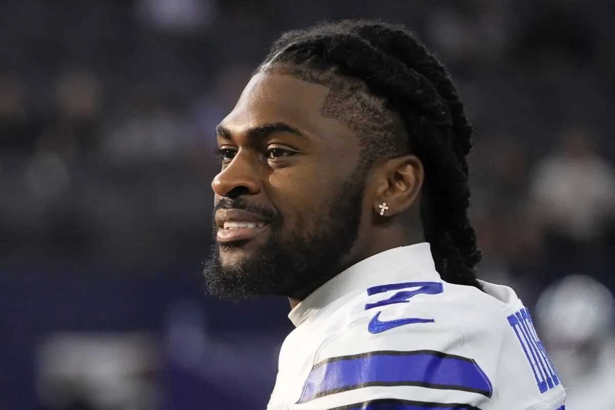 Dallas Cowboys cornerback Trevon Diggs stands on the field before a preseason NFL football game against the Las Vegas Raiders in Arlington, Texas, on Aug. 26, 2023. (Sam Hodde/AP Photo)