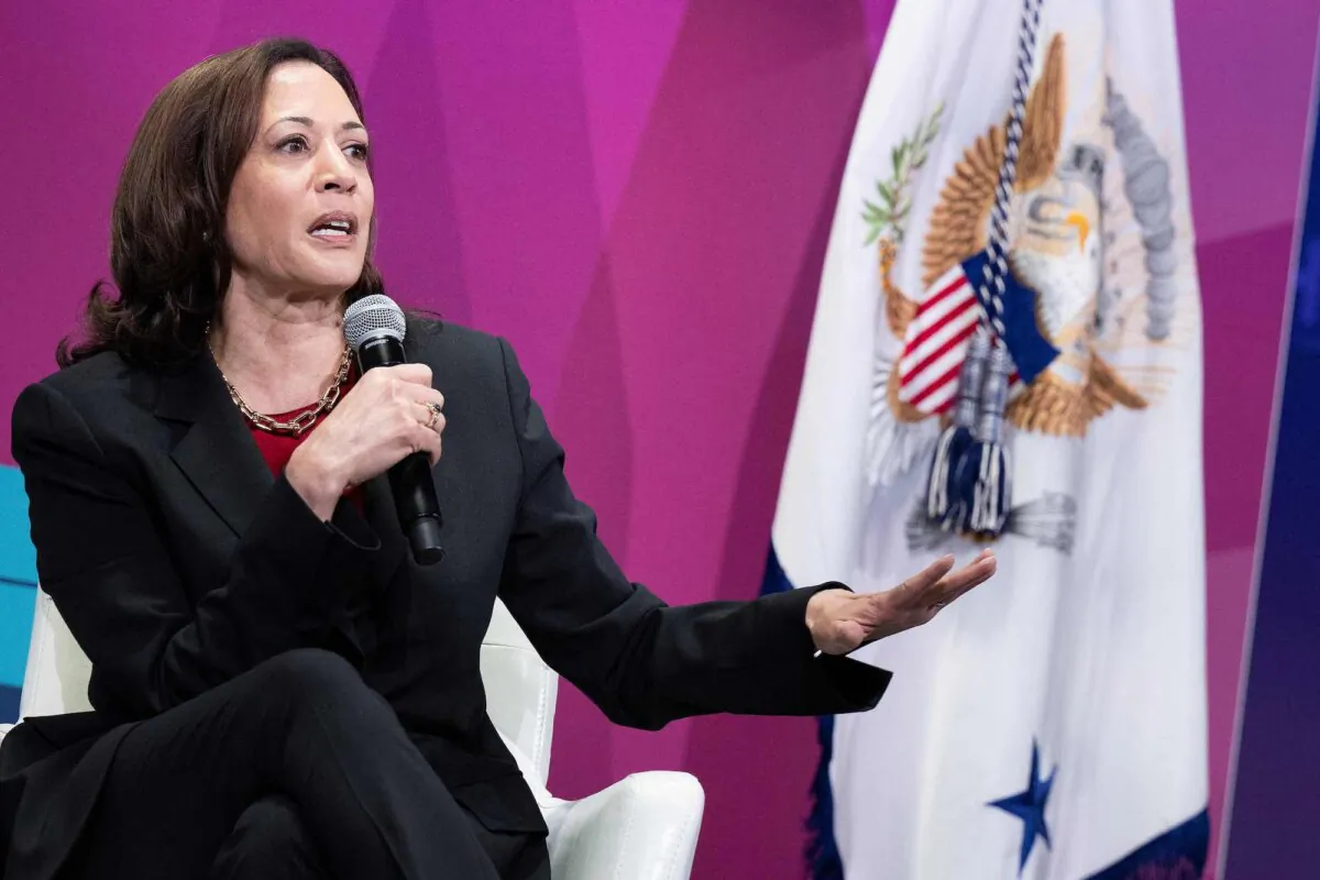 Vice President Kamala Harris speaks during the Congressional Hispanic Caucus Institute Leadership Conference at the Walter E. Washington Convention Center in Washington on Sept. 20, 2023. (Brendan Smialowski/AFP via Getty Images)