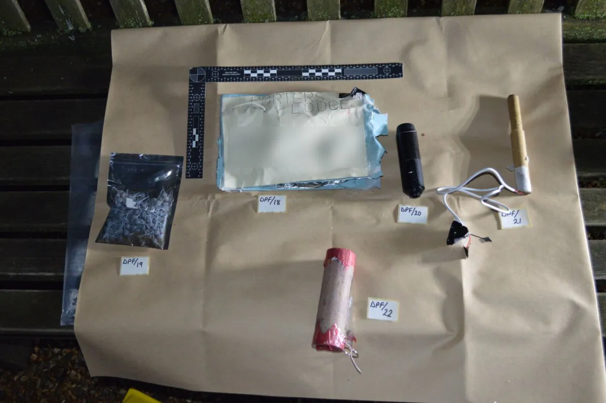 An undated image of an improvised explosive device which was left outside a barrister's chambers in Gray's Inn, central London on Sep. 14, 2021. (Metropolitan Police)