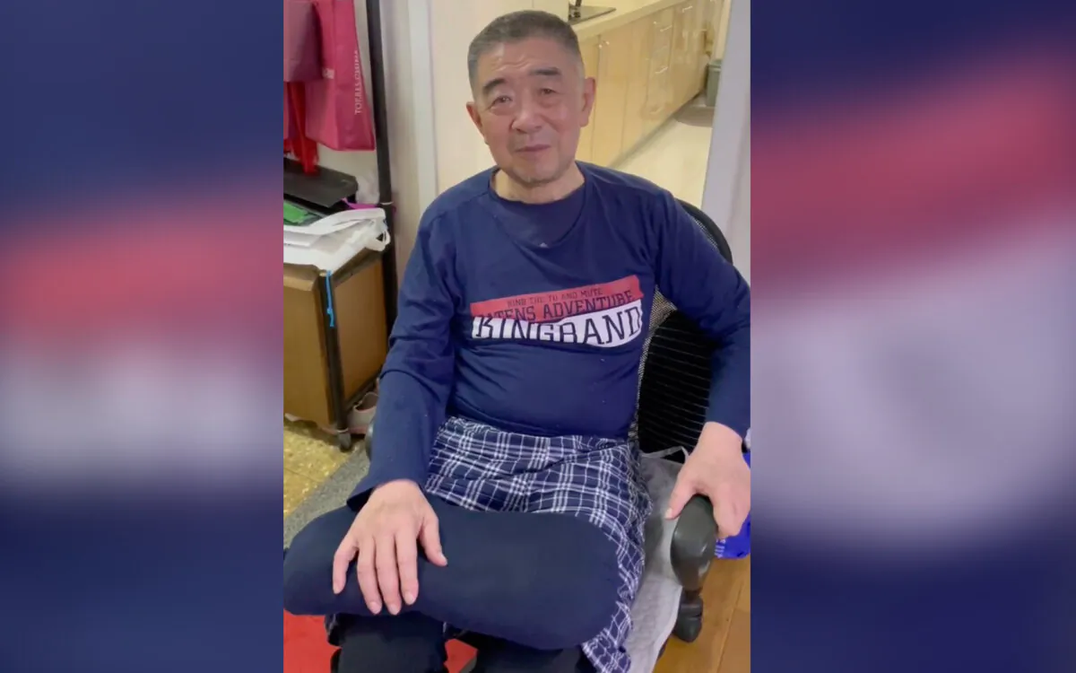 Chen Zhaozhi speaks in an undated video at home after his release from a Chinese jail. (Screenshot via The Epoch Times)
