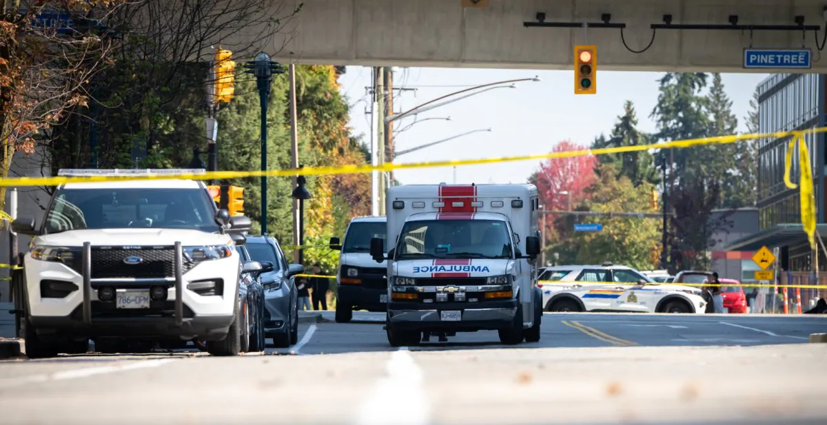 An RCMP officer has been killed and two others injured after a shooting in Coquitlam, B.C., on Sept. 22, 2023 (Ethan Cairns/The Canadian Press)