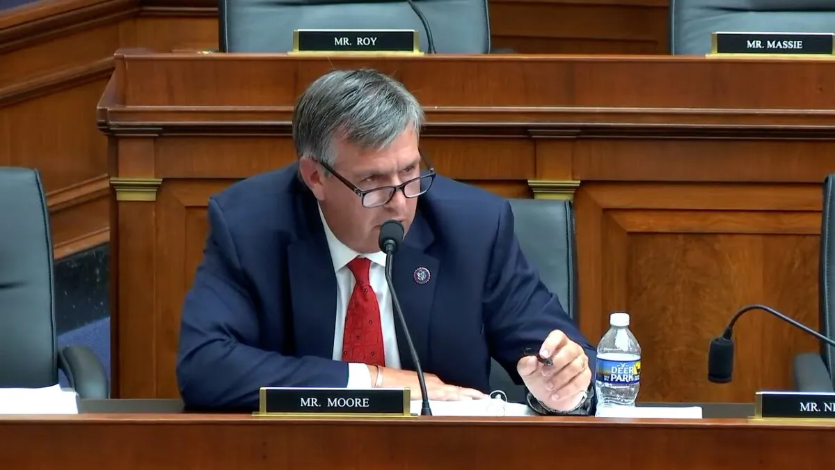 Rep. Barry Moore (R-Ala.), asking questions at a House hearing on Sept. 20, 2023, faces fellow Rep, Jerry Lee Carl (R-Ala.) in a March 5 primary battle between incumbents. (House Judiciary Committee/Screenshot via NTD)