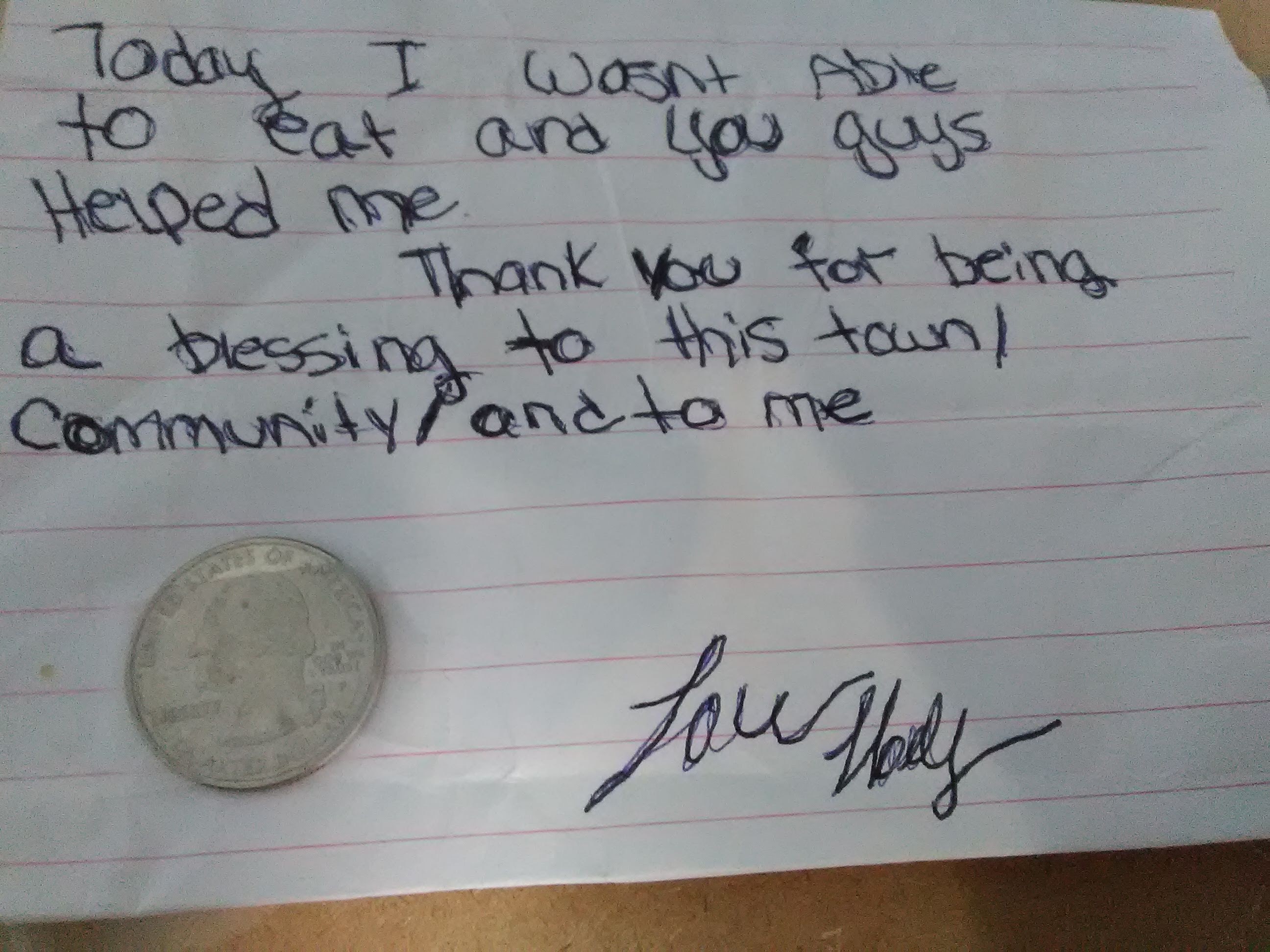 Customers leave emotional thank-you notes. (Courtesy of Drexell & Honeybee's)