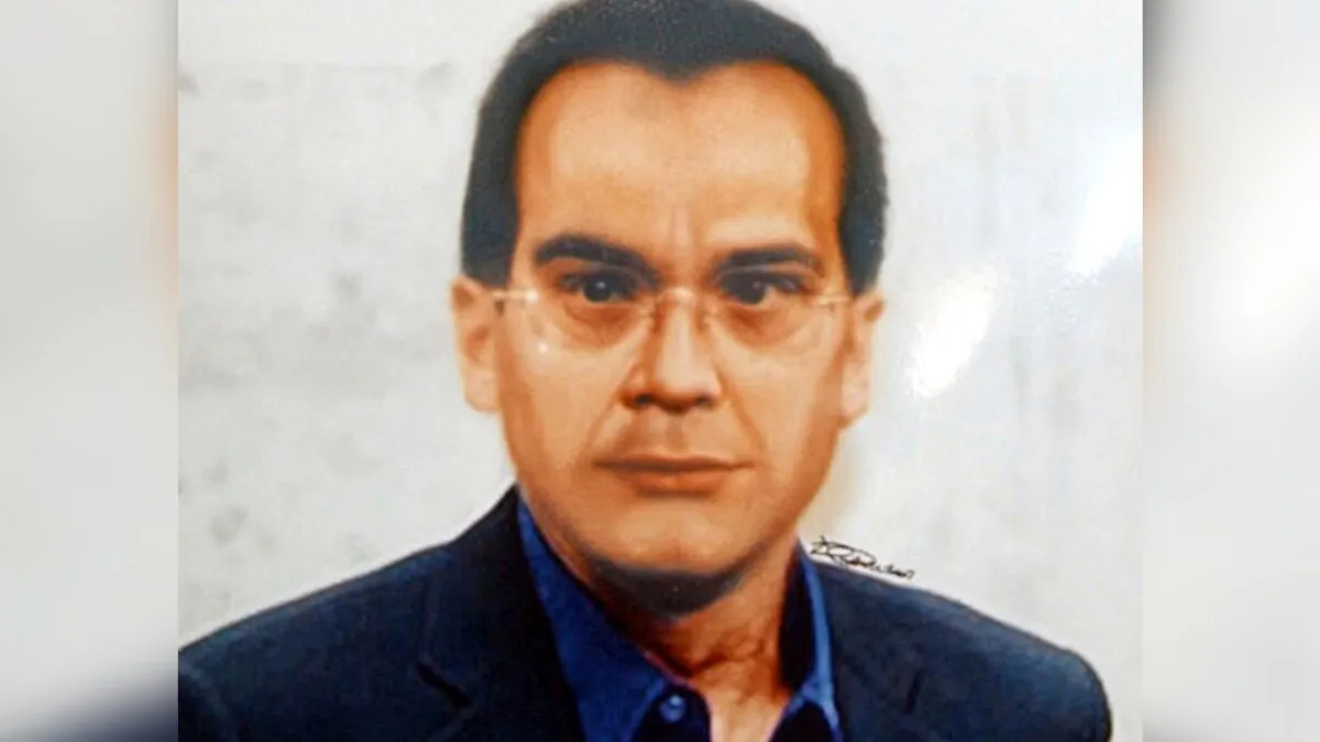 This photo reproduction of a computer generated image released by Italian Police of Mafia top boss contender Matteo Messina Denaro, is displayed at the Palermo police headquarters, Italy, on April 6, 2007. (Alessandro Fucarini/AP)