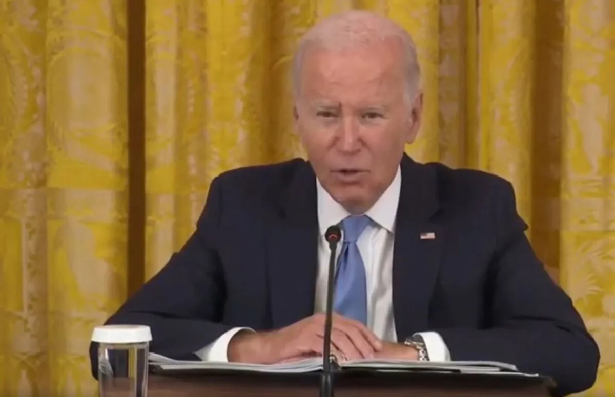 President Joe Biden speaks during a meeting with leaders from the Pacific Islands Forum at the White House in Washington, on Sept. 25, 2023. (NTD/Screenshot via NTD)
