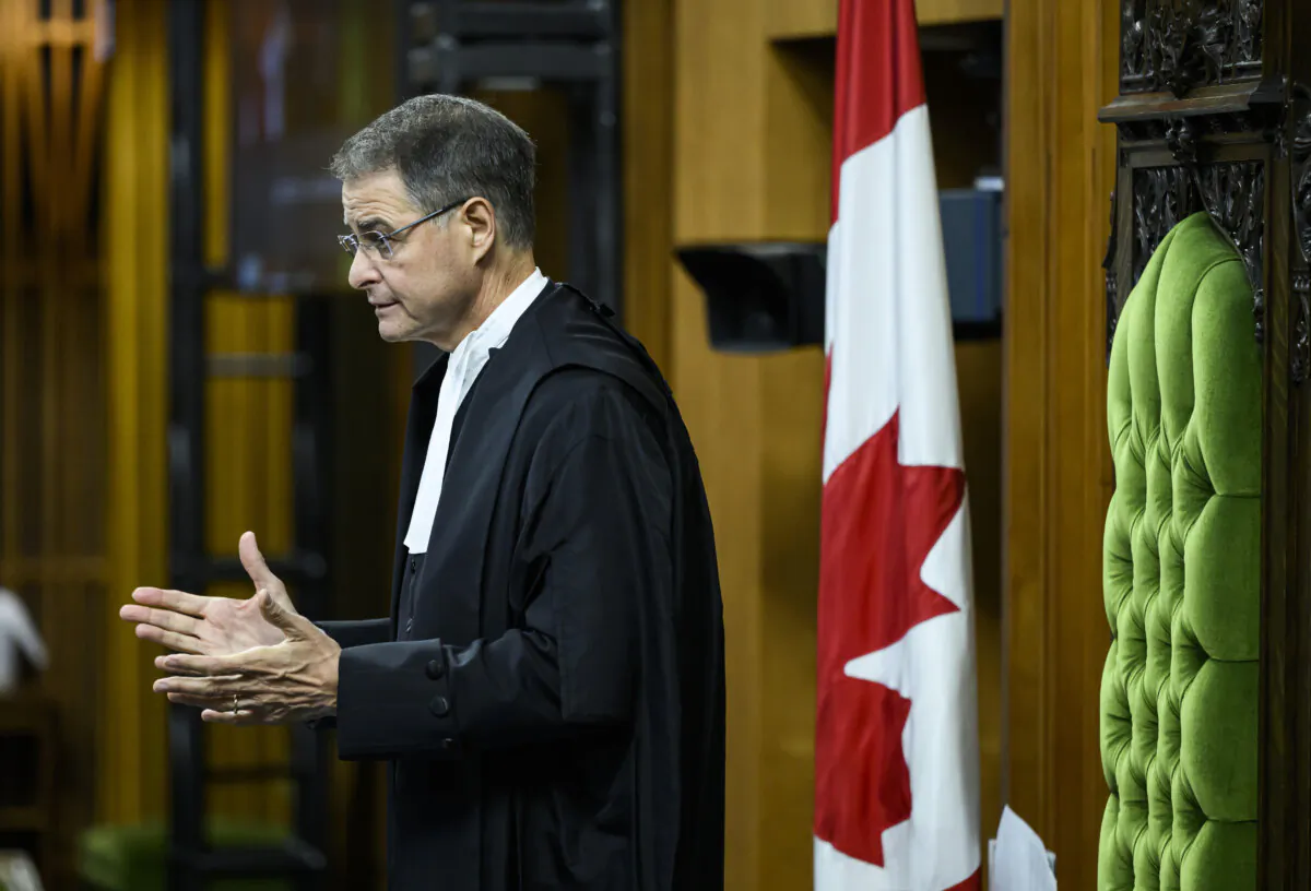 Speaker of the House of Commons Anthony Rota rises in the House of Commons on Parliament Hill in Ottawa, on Sept. 25, 2023. Rota says he is deeply sorry that he has offended many people by praising a former member of a Nazi unit as a Ukrainian war hero. (Justin Tang/The Canadian Press)