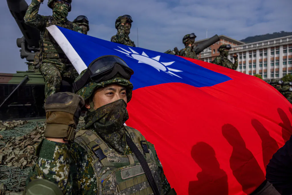 Taiwan's armed forces hold two days of routine drills to show combat readiness ahead of Lunar New Year holidays at a military base on Jan. 11, 2023, in Kaohsiung, Taiwan. (Annabelle Chih/Getty Images)