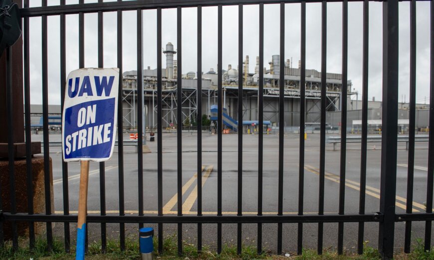 Car crashes into 5 UAW strikers at Michigan GM plant.