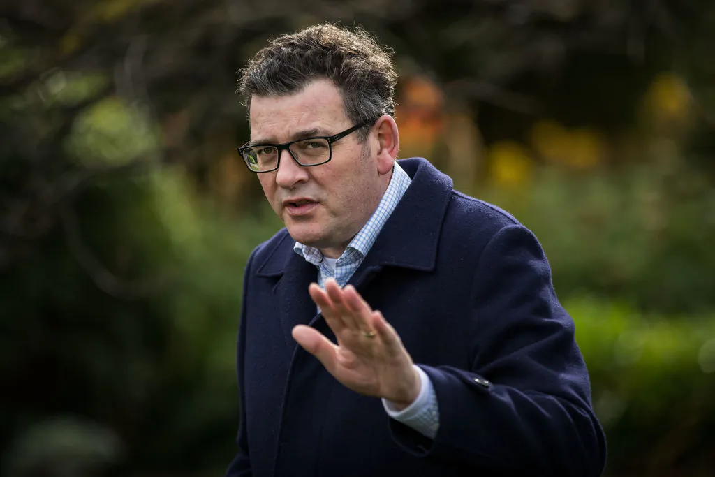 Former Victorian Premier Daniel Andrews speaks to the media at a press conference in Melbourne, Australia, on July 27, 2021. (Darrian Traynor/Getty Images)