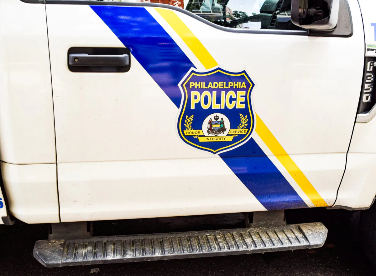 A door on a police truck in Philadelphia on July 2, 2023. (Beth Brelje/Epoch Times)