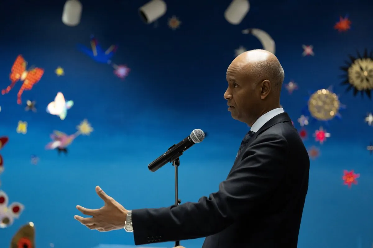 International Development Minister Ahmed Hussen speaks during a news conference in Ottawa, on Sept. 27, 2023. (The Canadian Press/Adrian Wyld)
