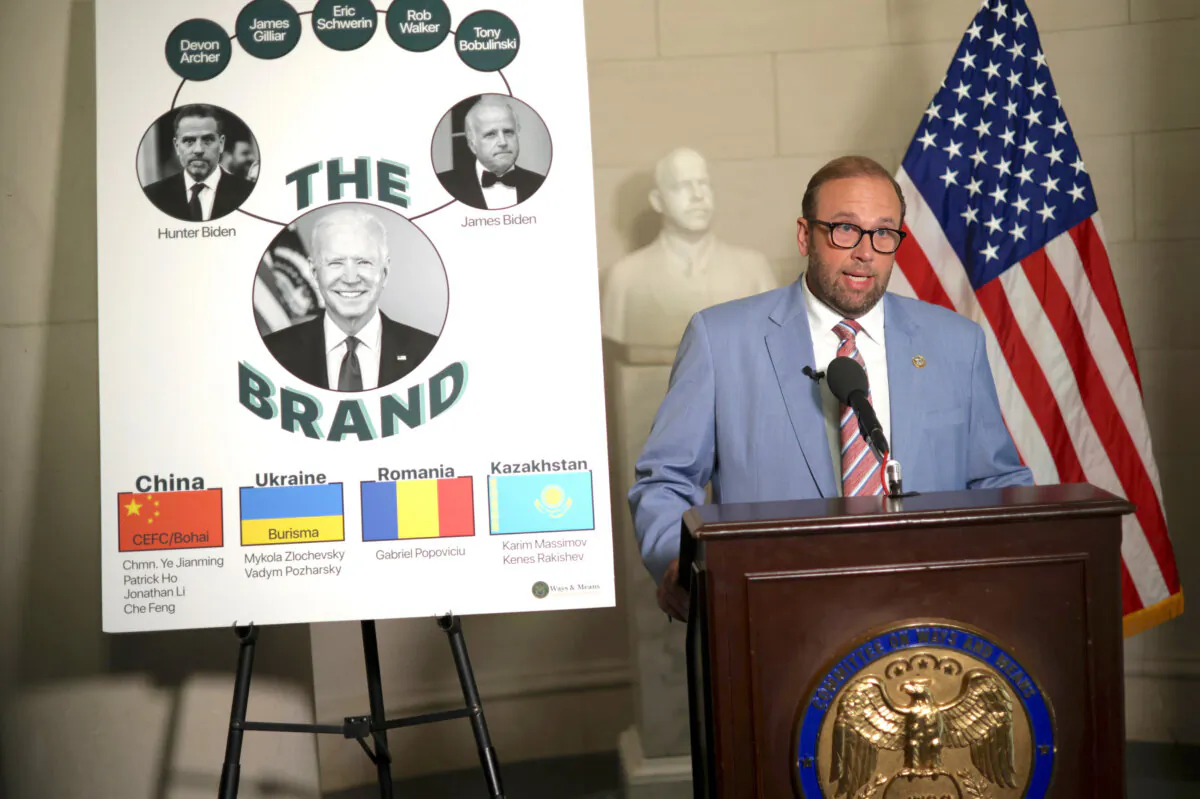 Chairman of the House Ways and Means Committee Rep. Jason Smith (R-Mo.) speaks during a news conference at the House Longworth Office Building on Capitol Hill in the District of Columbia on Sept. 27, 2023. (Alex Wong/Getty Images)