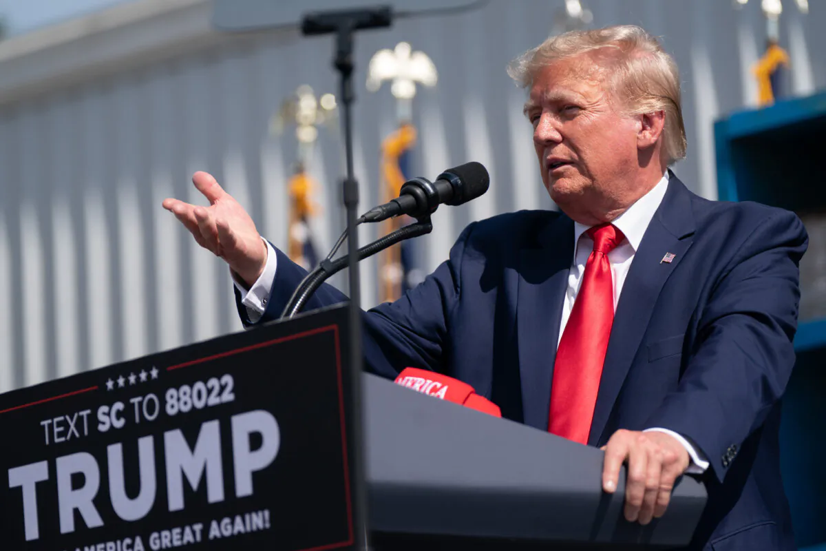 Former President Donald Trump speaks to a crowd during a campaign rally in Summerville, S.C., on Sept. 25, 2023. (Sean Rayford/Getty Images)