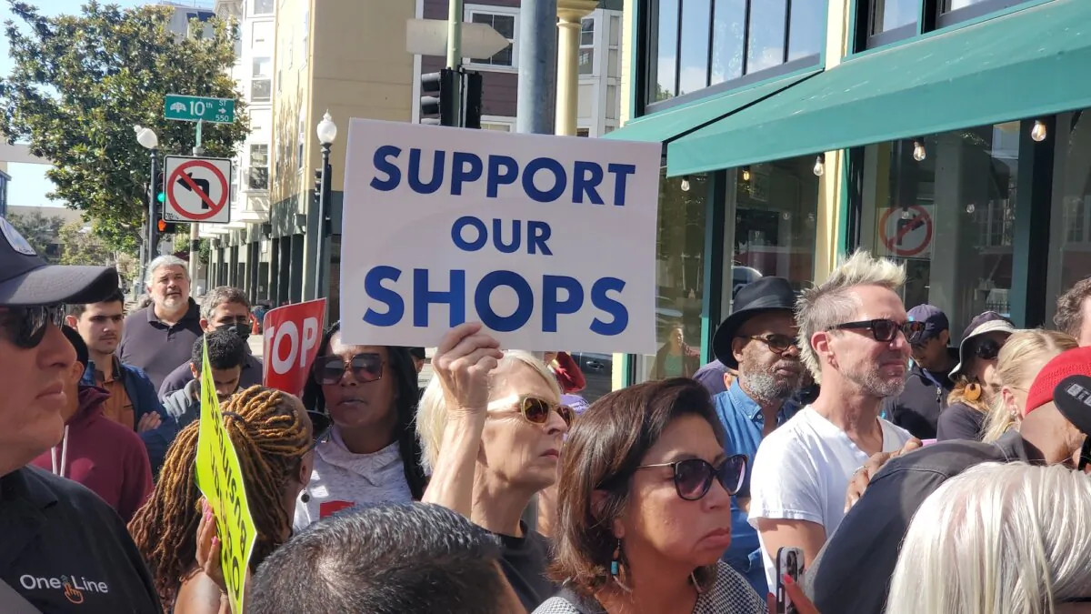 More than 200 businesses shut their doors in protest of the rise in crime in Oakland, Calif., on Sept. 26, 2023. (NTD)