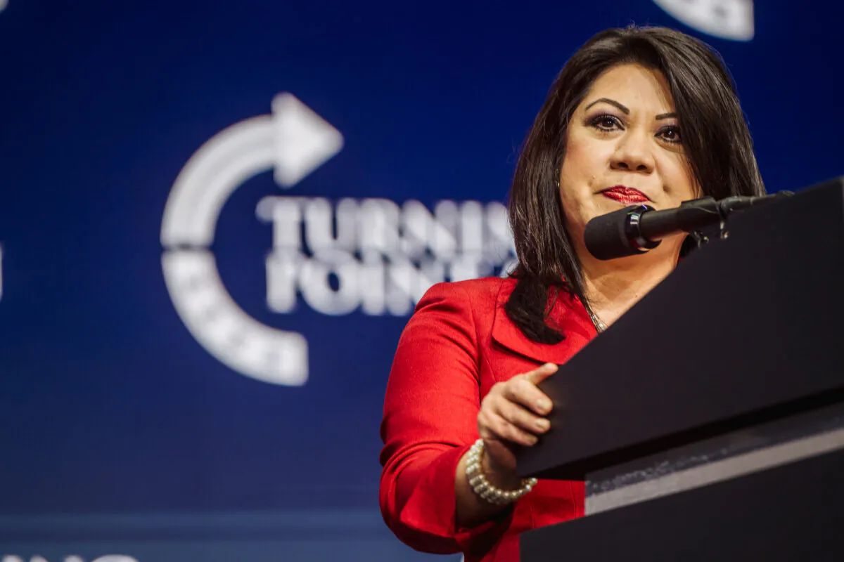 Arizona State Treasurer Kimberly Yee speaks during the Rally To Protect Our Elections conference in Phoenix, Ariz., on July 24, 2021. (Brandon Bell/Getty Images)